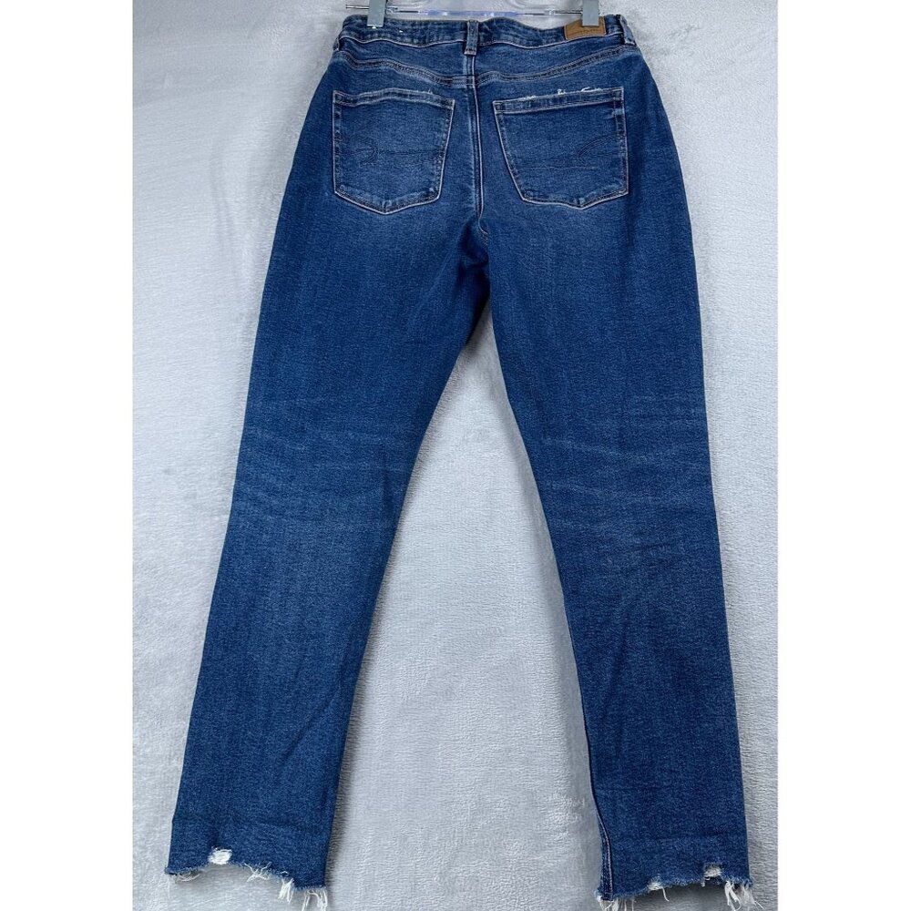 American Eagle Strigid Mom Jeans Womens 4 Regular Distressed Medium Wash Blue - Picture 2 of 12